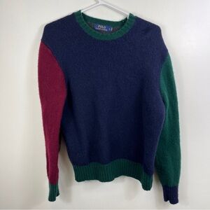 Polo Ralph Lauren Color Block 100% Wool Sweater Mens size Large